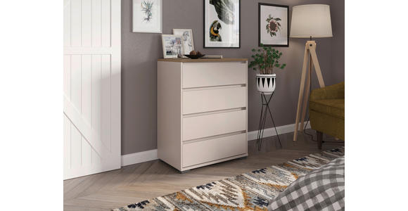 KOMMODE , 80/103/48 cm, 4 Schublade(n)  - Kaschmir/Anthrazit, Design, Holzwerkstoff/Kunststoff (80/103/48cm) - Carryhome