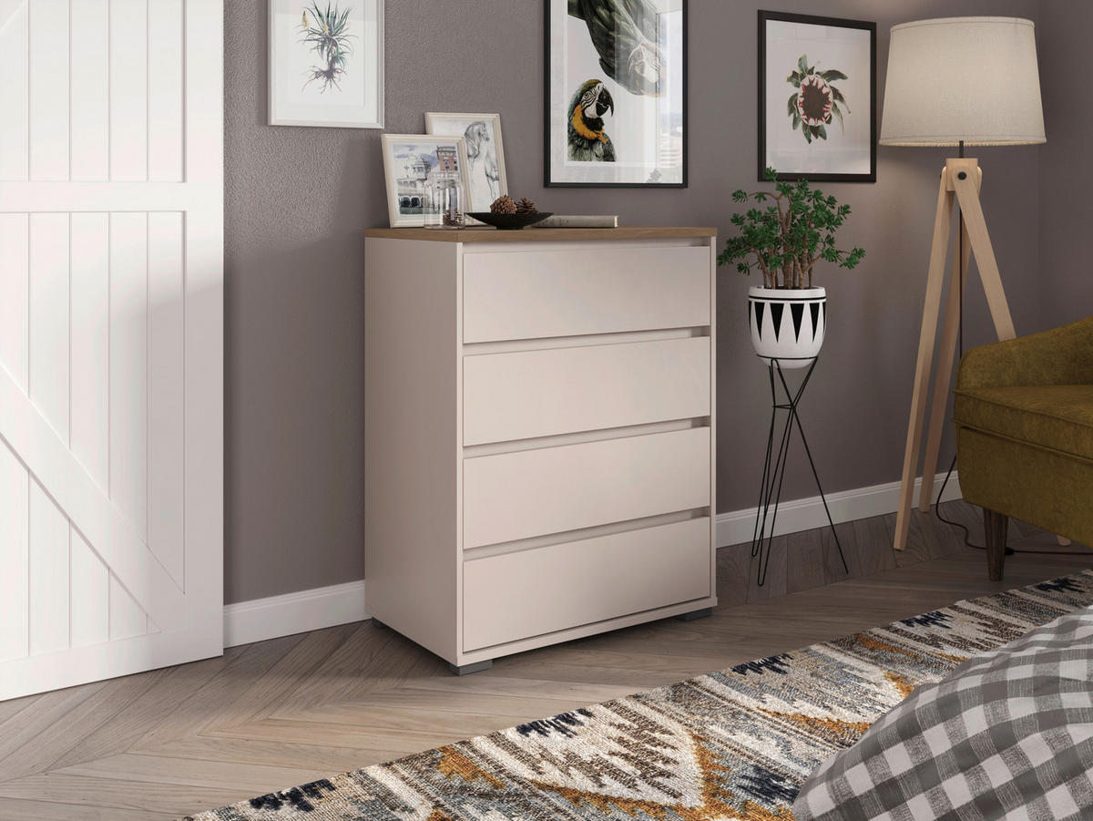 KOMMODE , 80/103/48 cm, 4 Schublade(n)  - Kaschmir/Anthrazit, Design, Holzwerkstoff/Kunststoff (80/103/48cm) - Carryhome