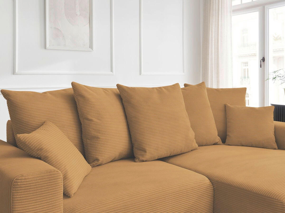 ECKSOFA Ottomane rechts  ATILLA Gelb Cord  - Gelb/Schwarz, MODERN, Kunststoff/Textil (244/149cm)