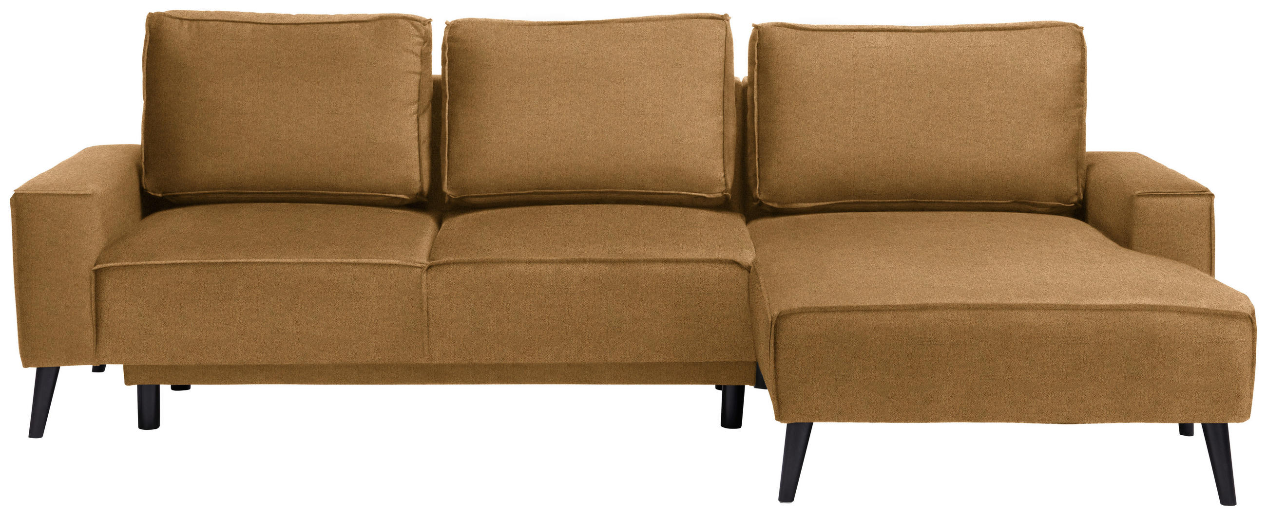 ECKSOFA in Velours Goldfarben  - Goldfarben/Schwarz, Basics, Holz/Textil (260/161cm) - Carryhome