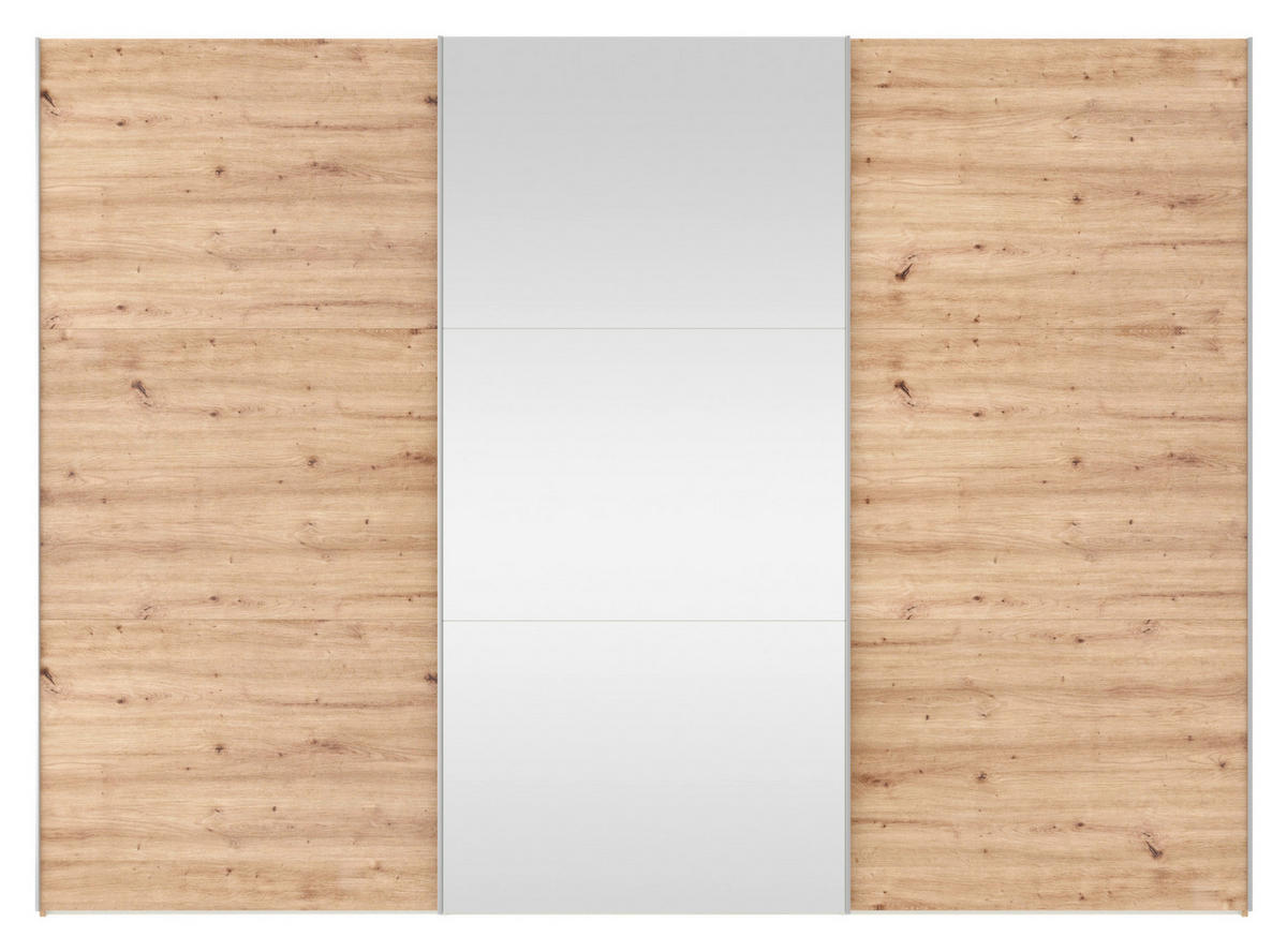 SCHWEBETÜRENSCHRANK  in Eiche Artisan  - Silberfarben/Eiche Artisan, KONVENTIONELL, Glas/Holzwerkstoff (303/220/65cm) - Jutzler
