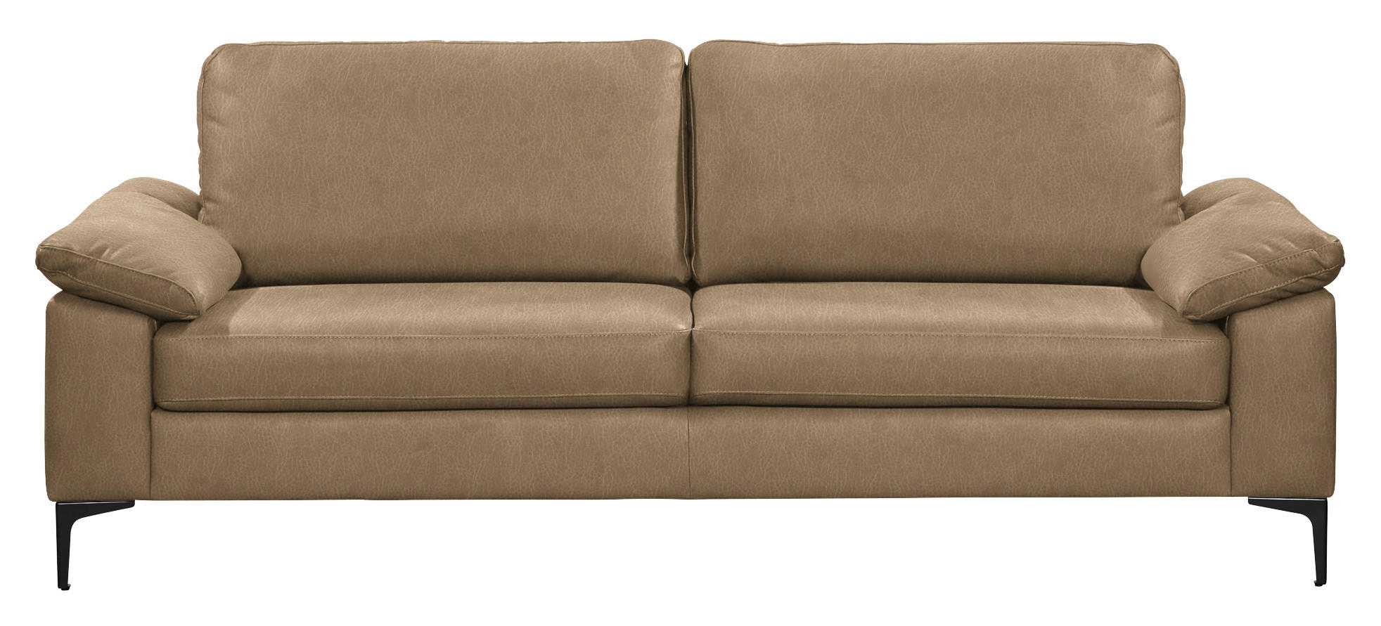 3-SITZER-SOFA  in Echtleder Honig   - Schwarz/Honig, Design, Leder/Metall (224/86/97cm) - Schöner Wohnen
