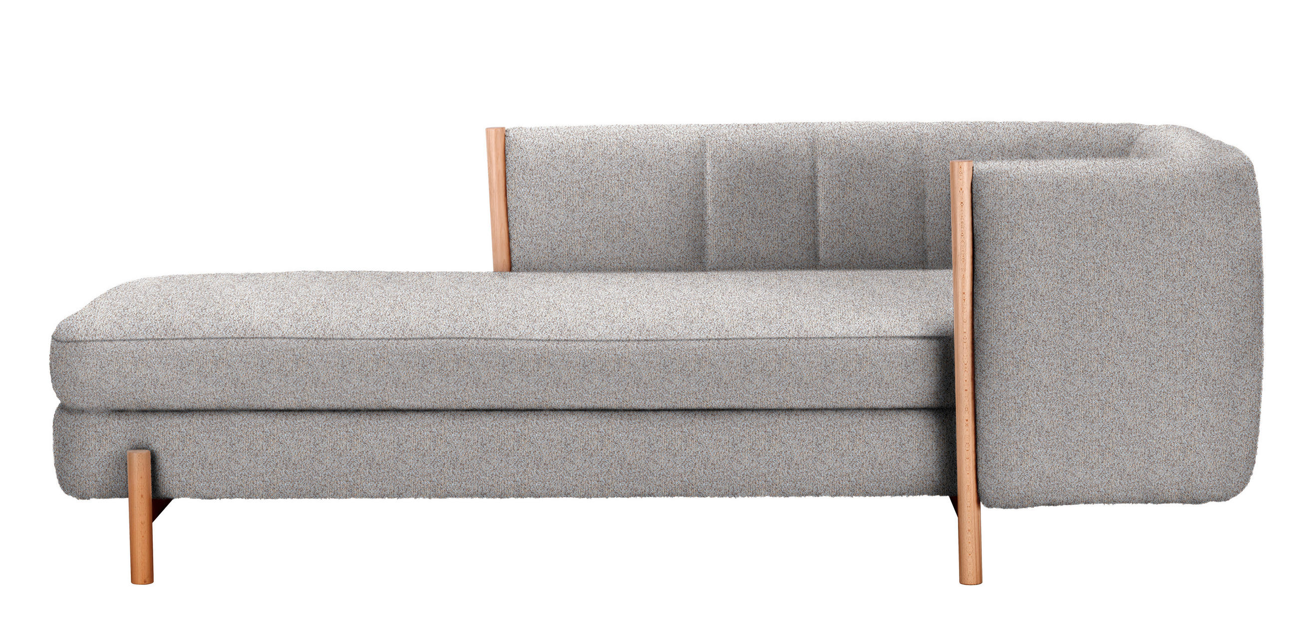RÉCAMIERE Blaugrau Plüsch  - Blaugrau/Naturfarben, Design, Holz/Textil (216/90/109cm) - Niels Andersson