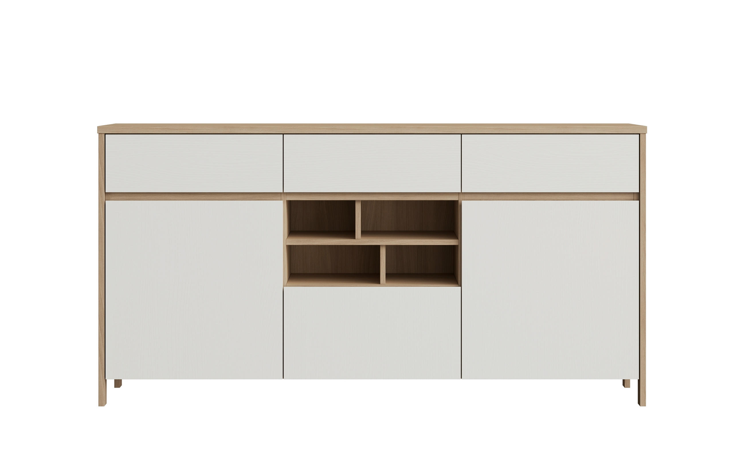 SIDEBOARD  164/85/39 cm 3 Schublade(n)  - Eichefarben/Weiß, Design, Holzwerkstoff (164/85/39cm) - MID.YOU