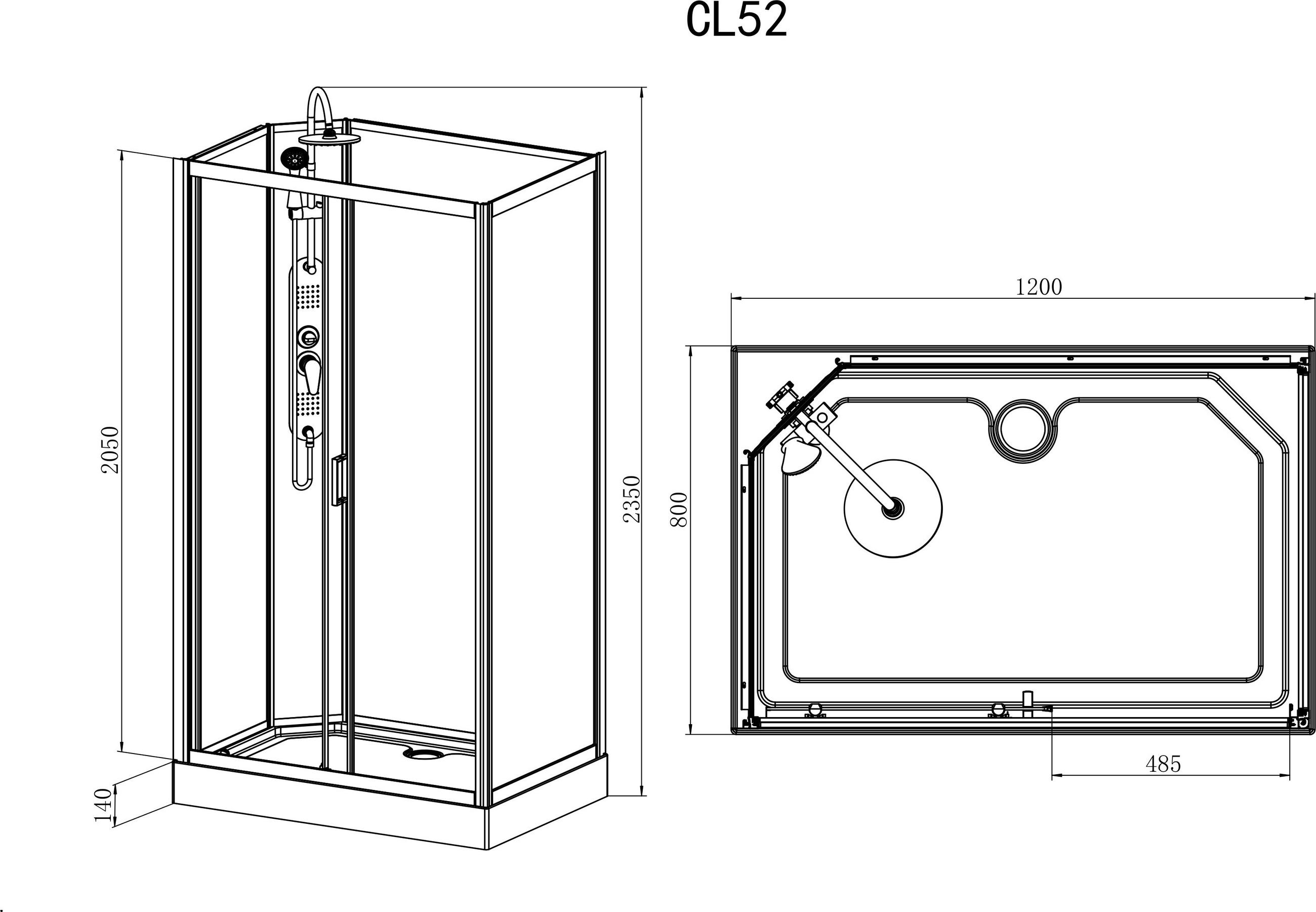 DUSCHKABINE  in Schwarz  - Schwarz, MODERN, Glas/Metall (120/80/225cm) - Sanotechnik