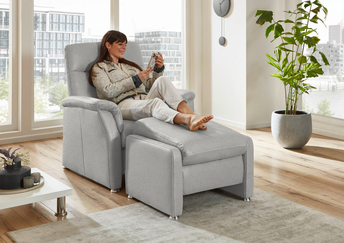 SESSEL in Flachgewebe Ecru  - Ecru/Alufarben, KONVENTIONELL, Textil/Metall (90/100/89cm) - Beldomo Comfort
