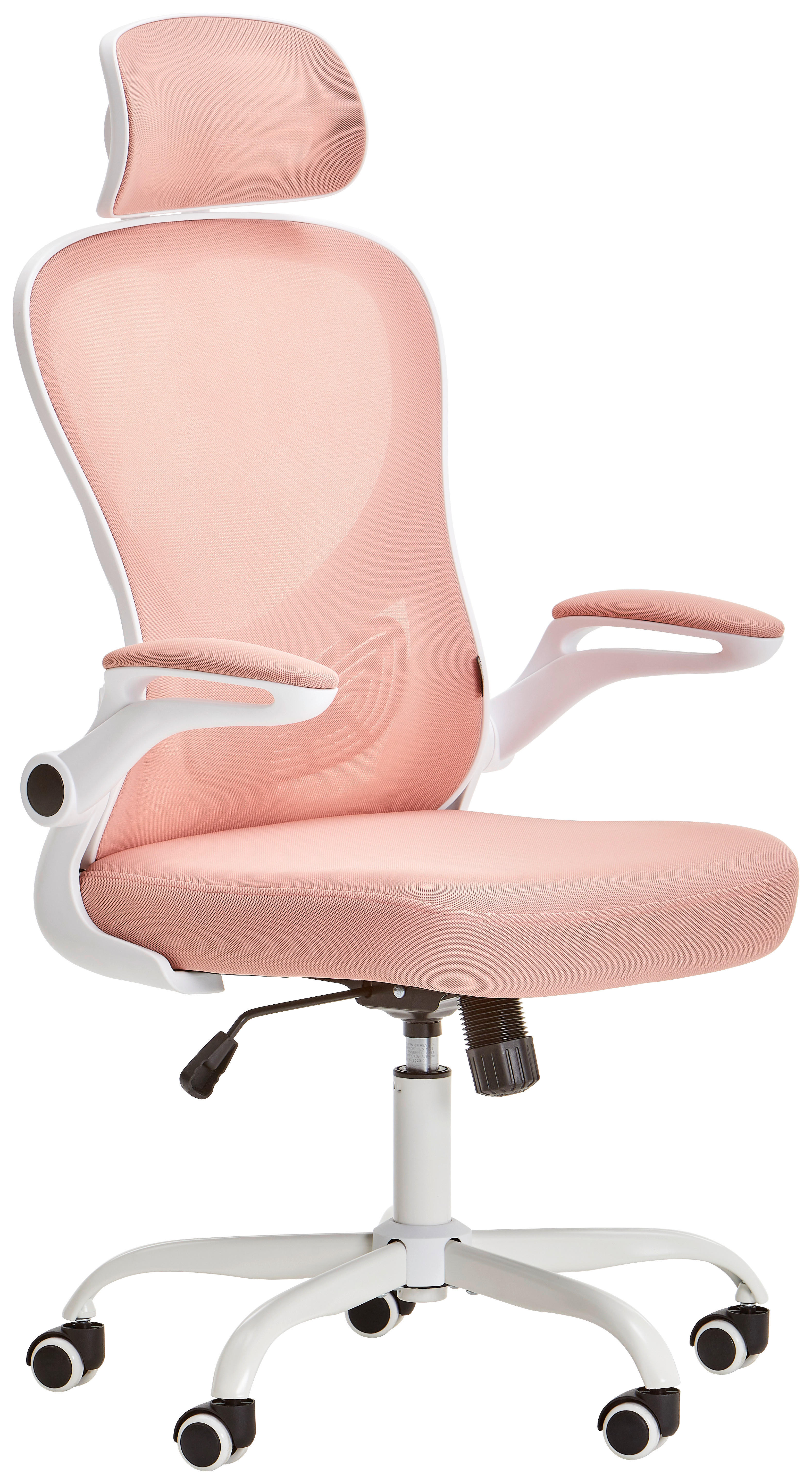 SCAUN ROTATIV  plasă tensionată alb, roz aprins  - roz aprins/alb, Modern, plastic/metal (61/118-128/60,5cm) - Livetastic