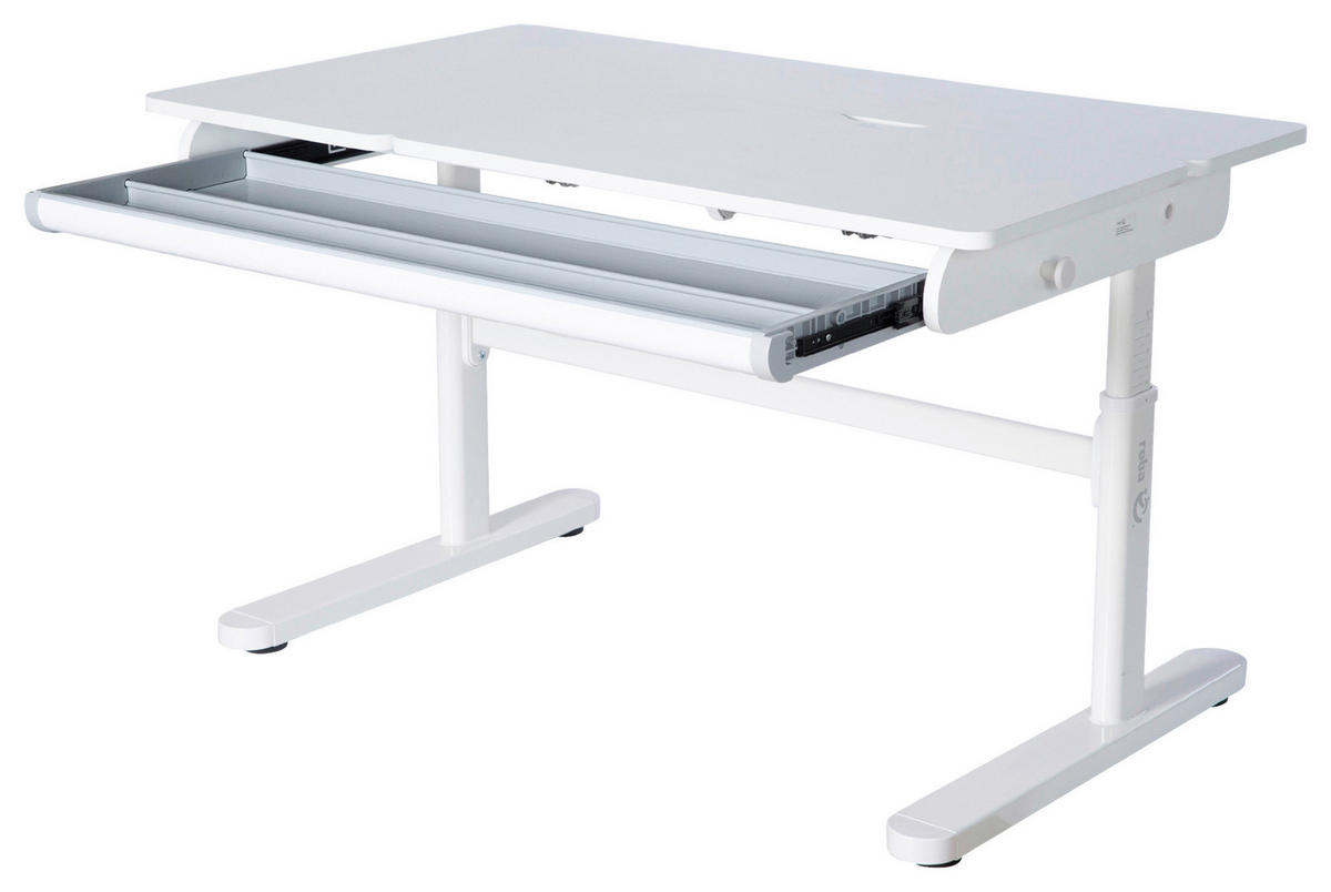 SCHREIBTISCH  Weiß höhenverstellbar  - Weiß, MODERN, Holzwerkstoff/Metall (109,5/62-78/60cm) - Roba