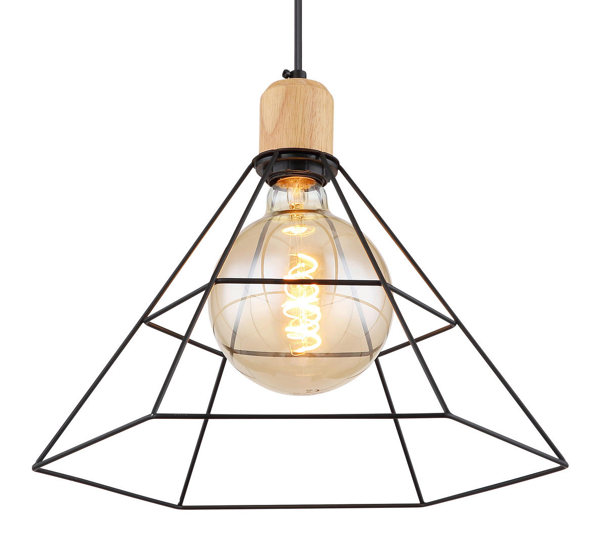HÄNGLAMPA 35/120 cm  - brun/svart, Klassisk, metall/trä (35/120cm) - Globo