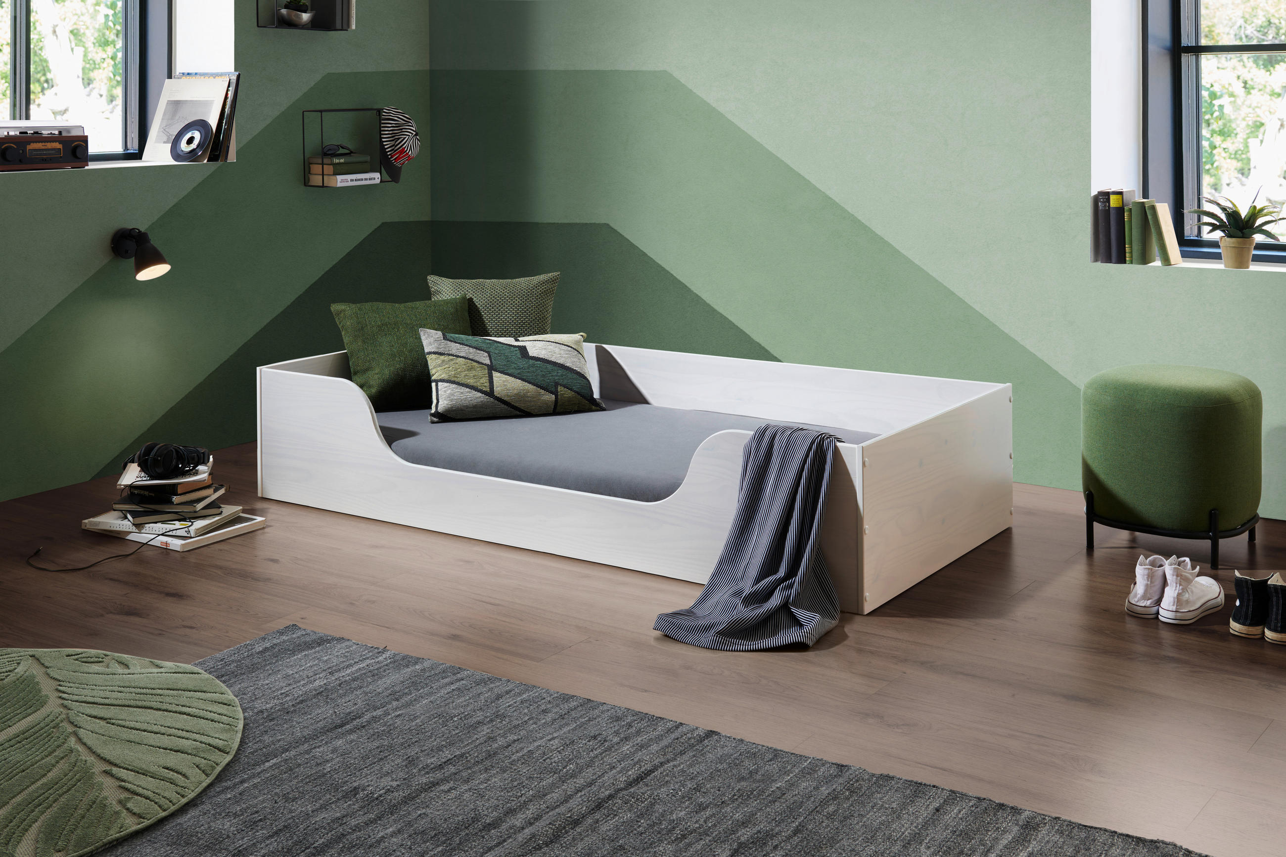 BODENBETT Weiß  - Naturfarben/Weiß, Basics, Holz (90/200cm) - MID.YOU