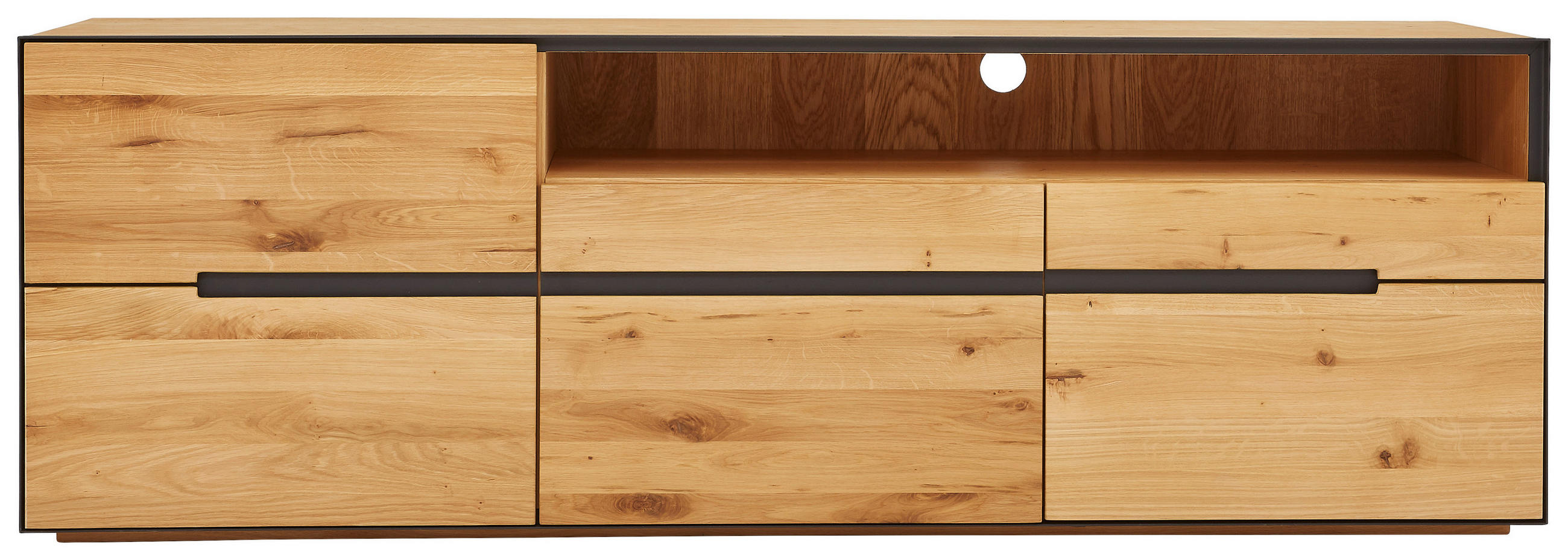 LOWBOARD  in 181/60/46,5 cm  - Eichefarben/Anthrazit, Konventionell, Holz/Holzwerkstoff (181/60/46,5cm) - Linea Natura