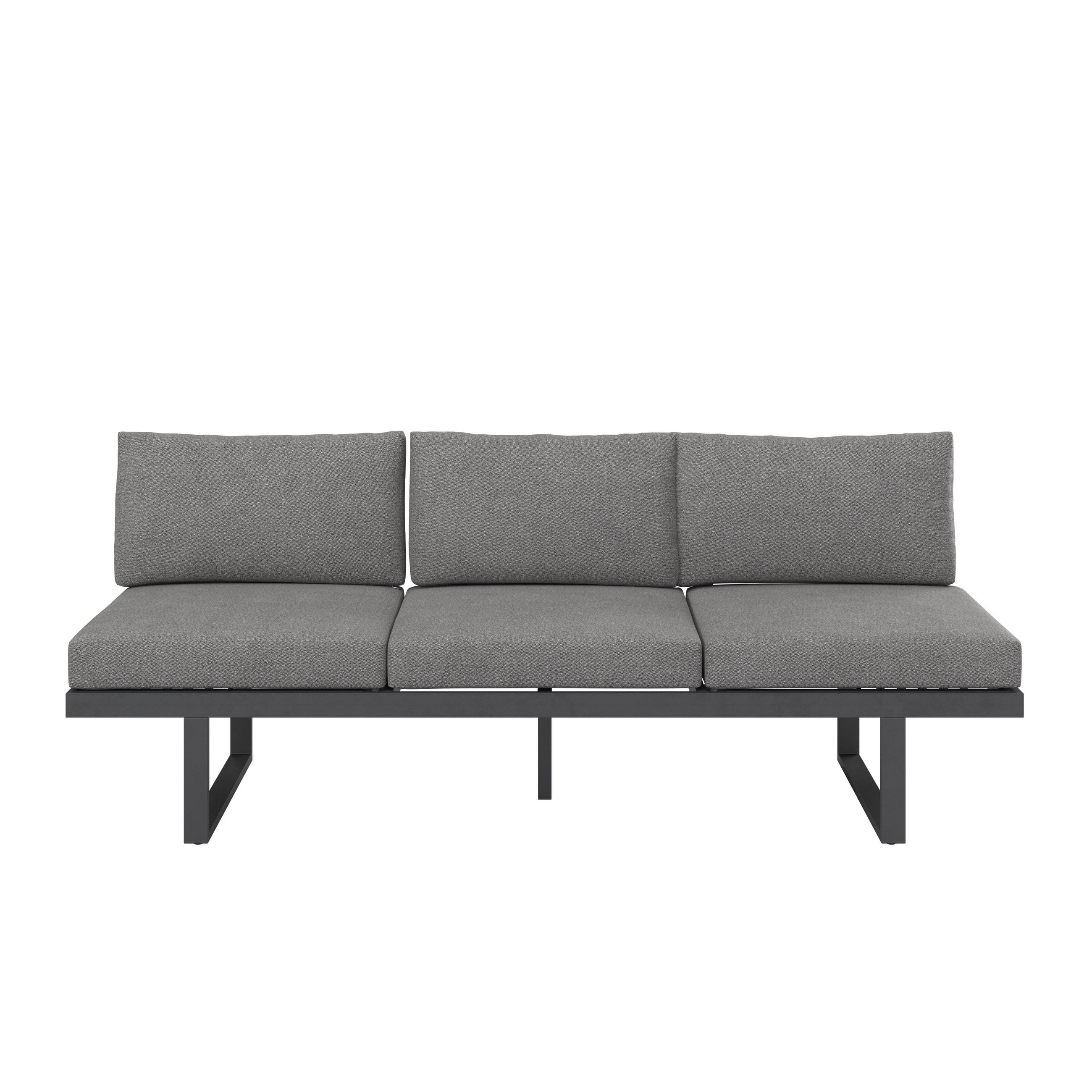 LOUNGESOFA - Dunkelgrau/Anthrazit, MODERN, Textil/Metall (198/72/77cm) - Ambia Garden