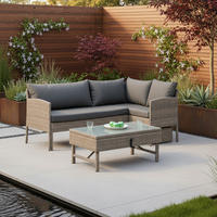 LOUNGEGARNITUR 190/113 cm Stahl  - Beige, MODERN, Glas/Kunststoff (190/113cm) - Gardenson