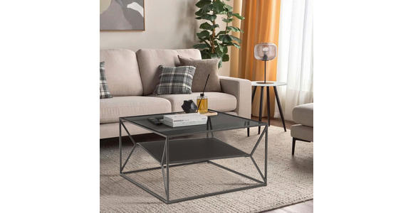 COUCHTISCH Rauchglas, ESG, Klarglas 75/75/43 cm quadratisch Grau, Schwarz  - Schwarz/Grau, Design, Glas/Metall (75/75/43cm) - Carryhome