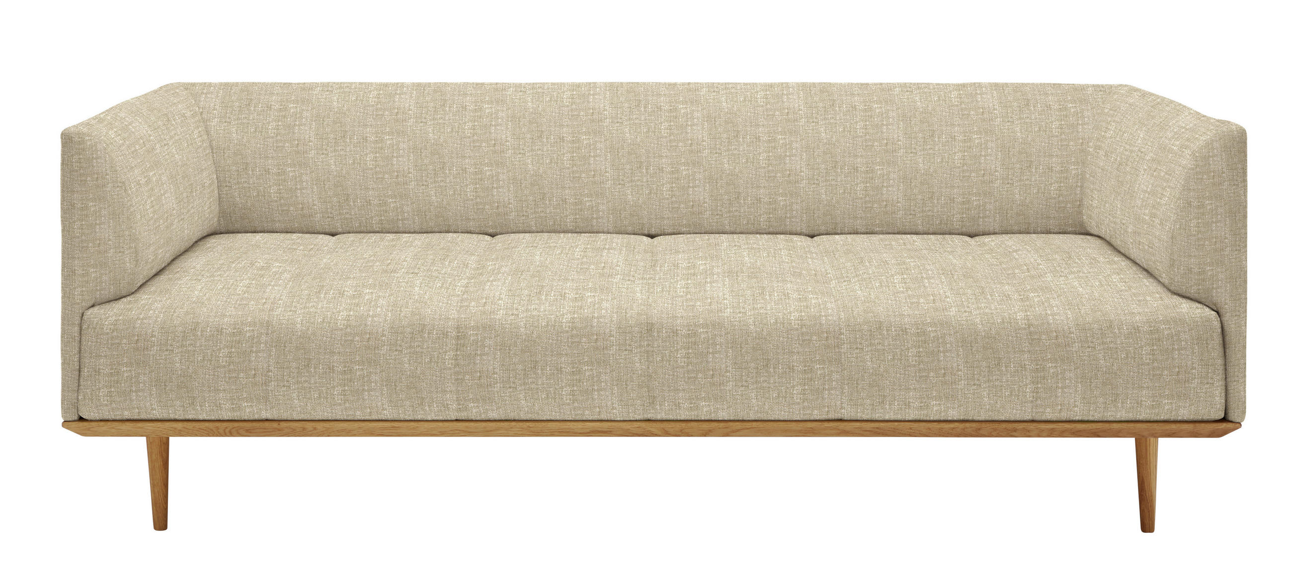BIGSOFA Flachgewebe Hellbraun  - Hellbraun, MODERN, Holz/Textil (220/77/120cm) - Joka