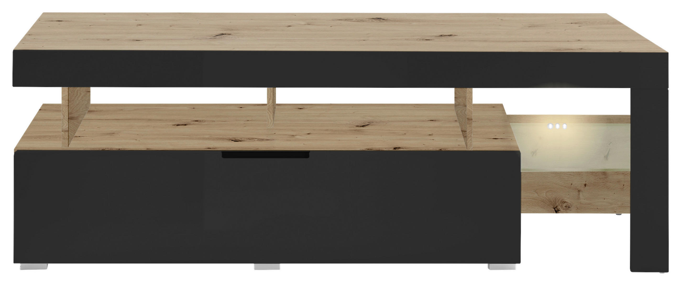 LOWBOARD  in 140/48/45 cm  - Schwarz/Eiche Artisan, Basics, Glas/Holzwerkstoff (140/48/45cm) - MID.YOU