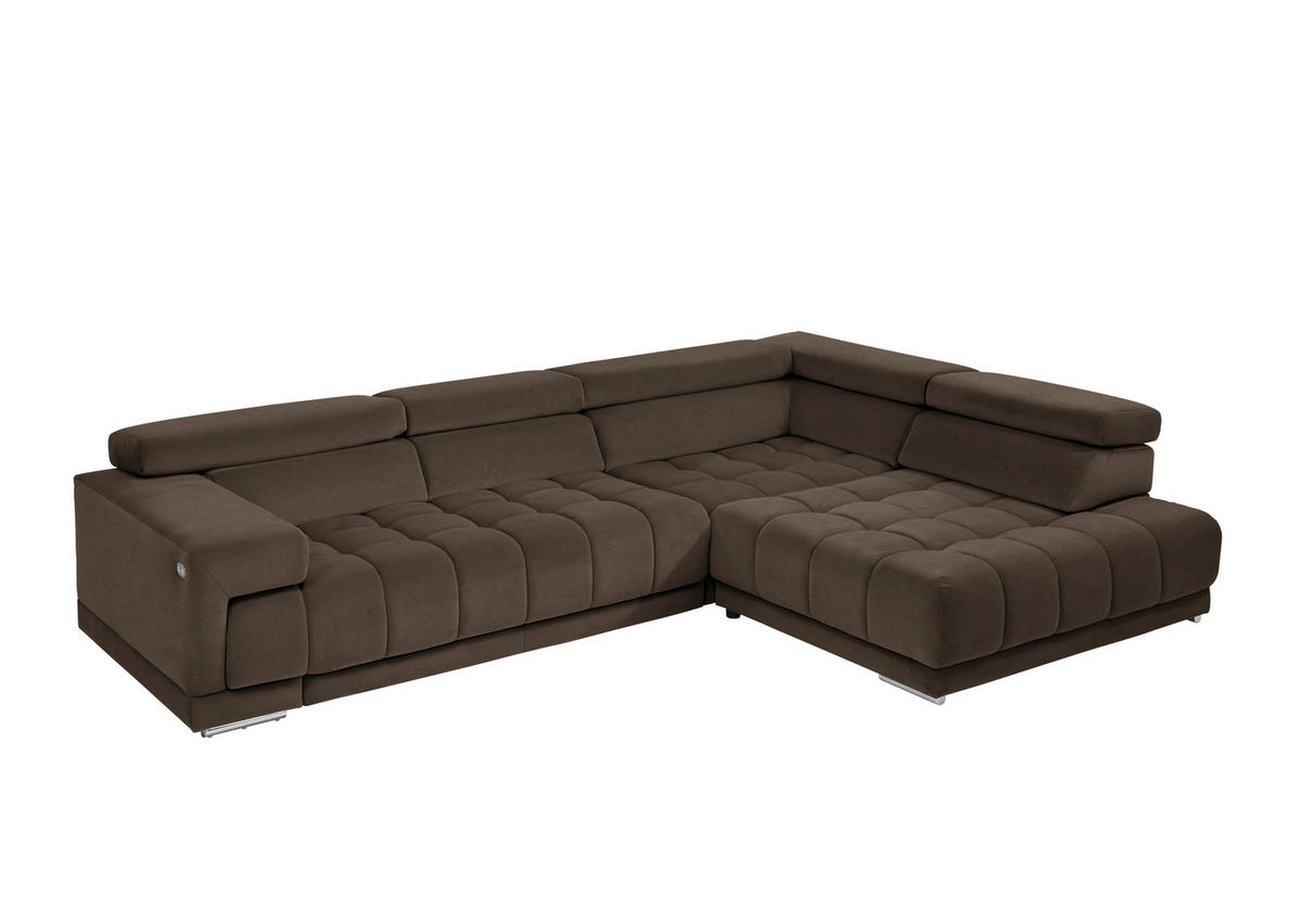ECKSOFA  in Mikrofaser Braun  326/222 cm  - Chromfarben/Braun, Design, Textil/Metall (326/222cm) - Beldomo Speed