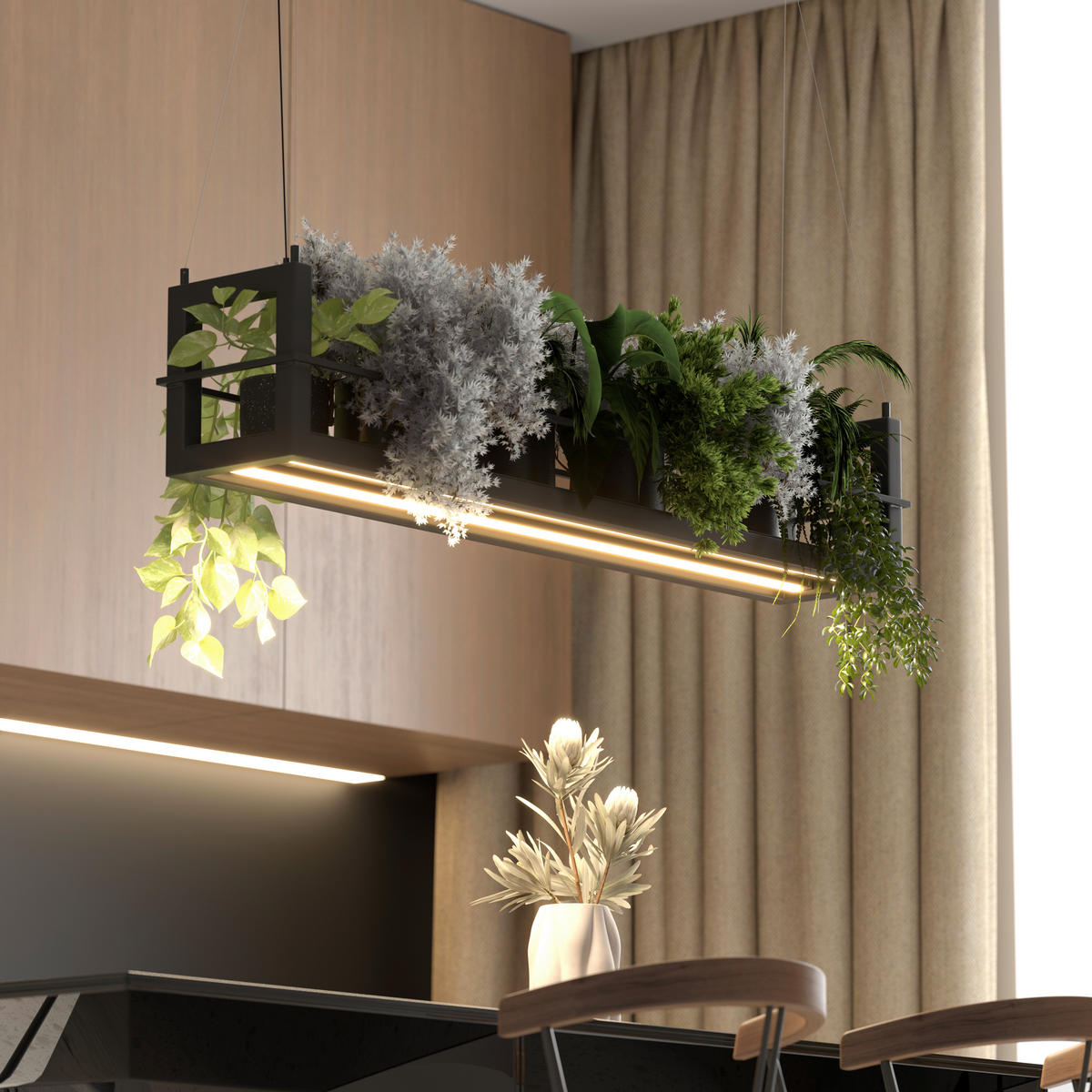 LED-HÄNGELEUCHTE Bury 118/22/150 cm   - Schwarz, Design, Metall (118/22/150cm) - Novel