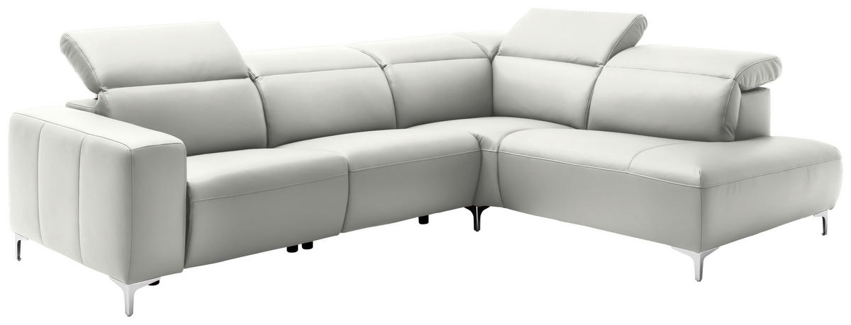 ECKSOFA in Echtleder Weiss  - Chromfarben/Weiss, Design, Leder/Metall (290/223cm) - Pure Home Lifestyle