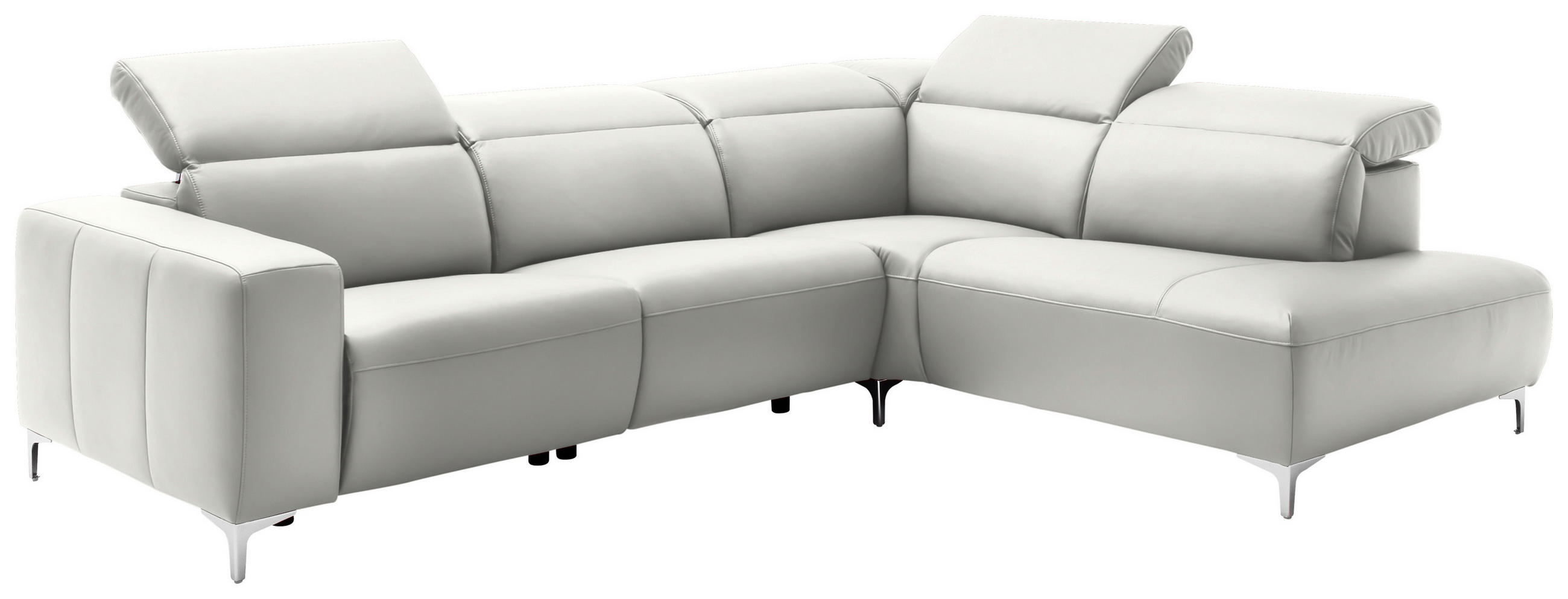 Thumbnail - Pure Home Lifestyle Ecksofa, Weiß, Leder, Echtleder, Rindleder, Uni, 4-Sitzer, Ottomane rechts, L-Form, 290x223 cm, Blau...