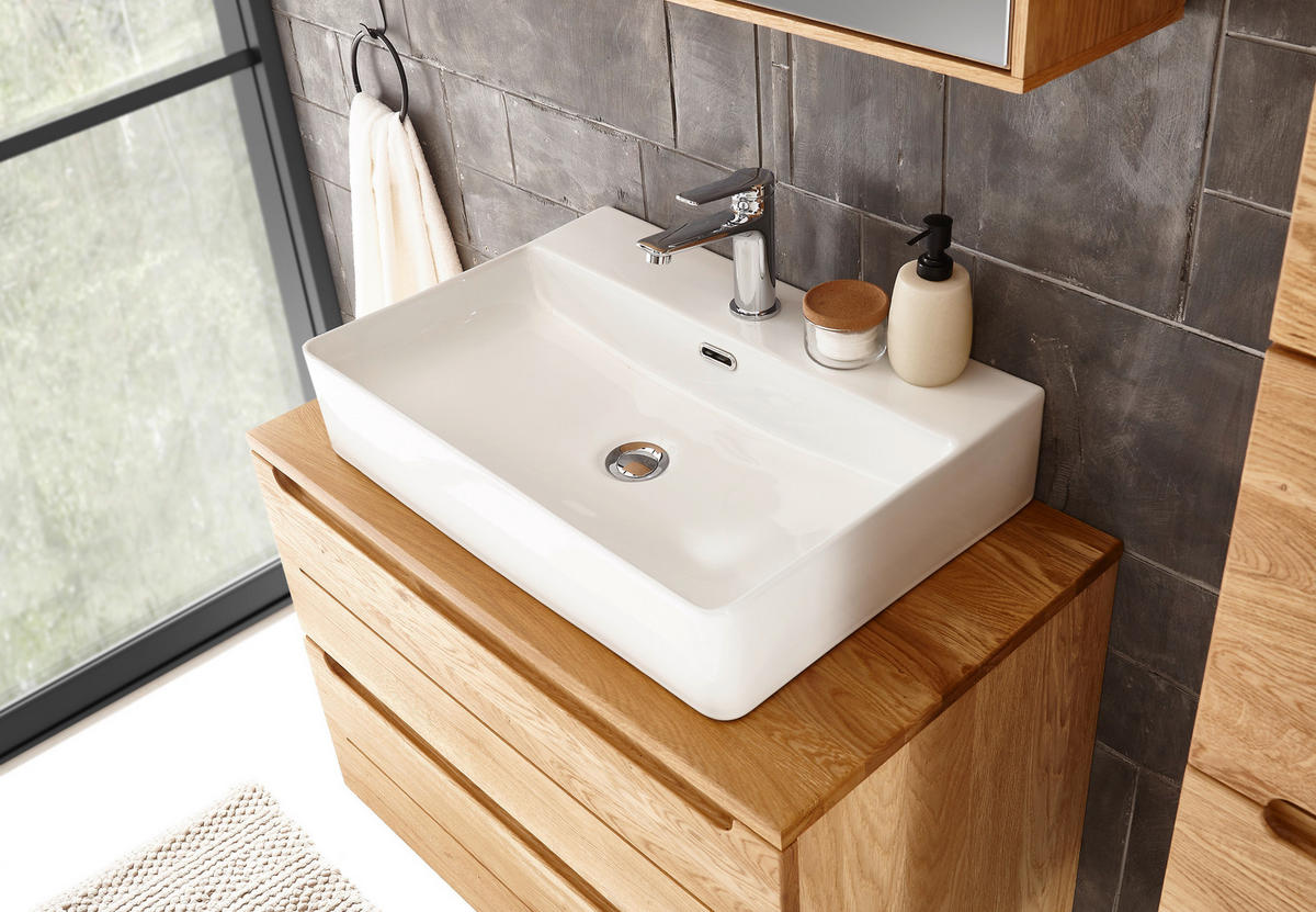 WASCHBECKEN 61/13/42 cm  - Weiß, Basics, Keramik (61/13/42cm) - Linea Natura