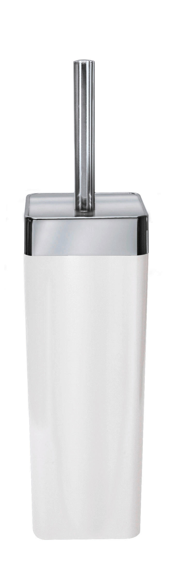 WC-BÜRSTENGARNITUR in Kunststoff  Kunststoff   - Weiss/Silberfarben, Basics, Kunststoff (9/9/37,4cm) - Kleine Wolke
