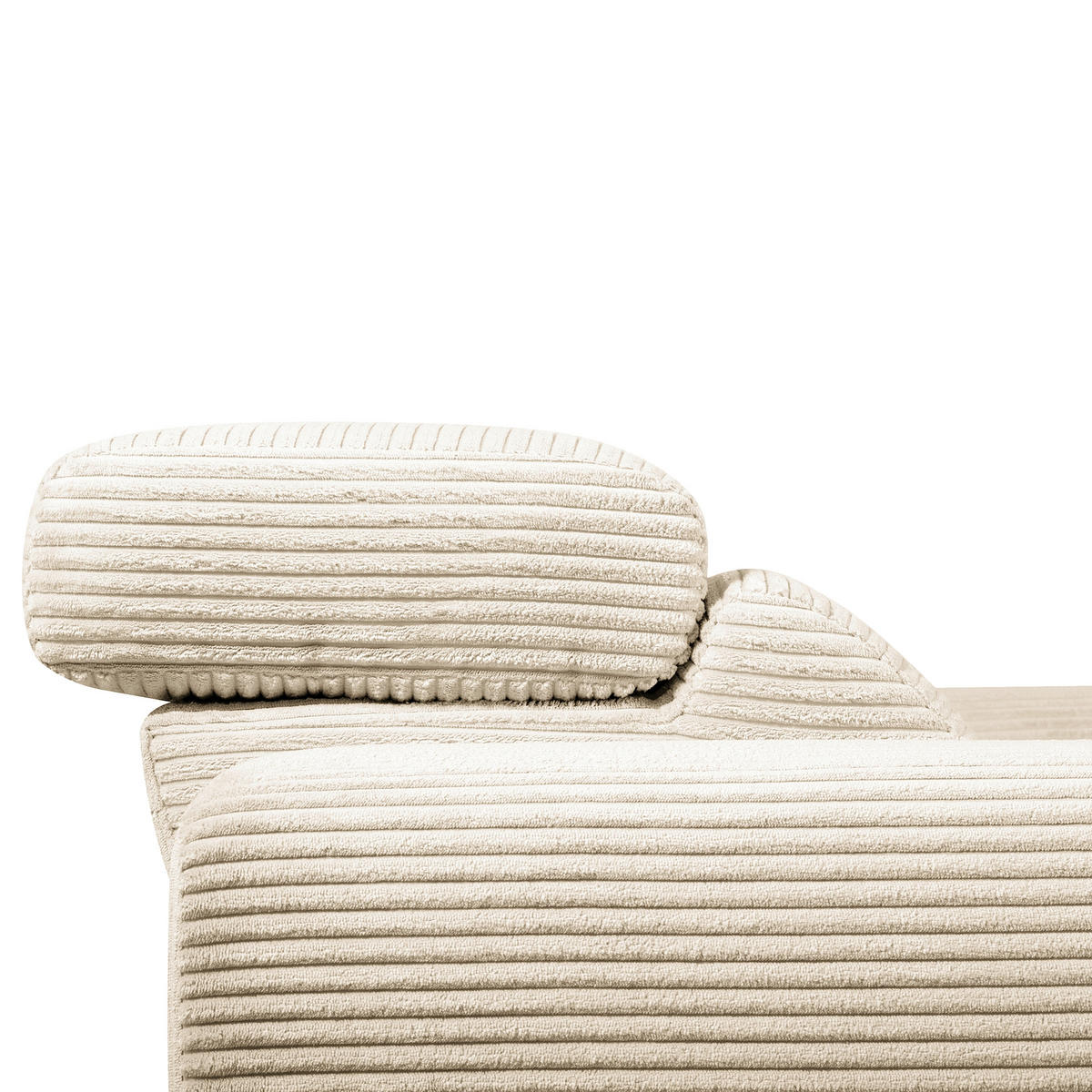 ECKSOFA RENO Beige Cord Relaxfunktion, Kopfteilverstellung  - Beige/Schwarz, Design, Kunststoff/Textil (248/184cm) - Livetastic