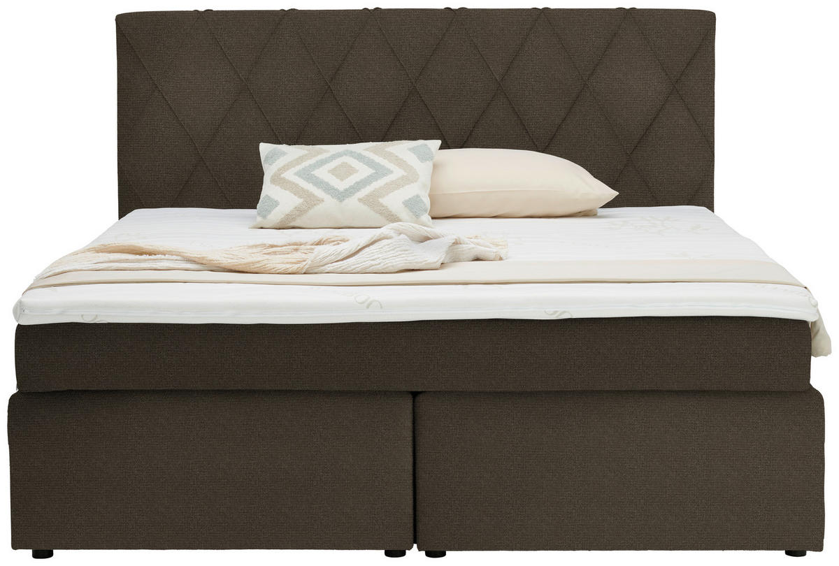 BOXSPRINGBETT 160/200 cm  in Braun  - Schwarz/Braun, Design, Holzwerkstoff/Kunststoff (160/200cm) - Xora