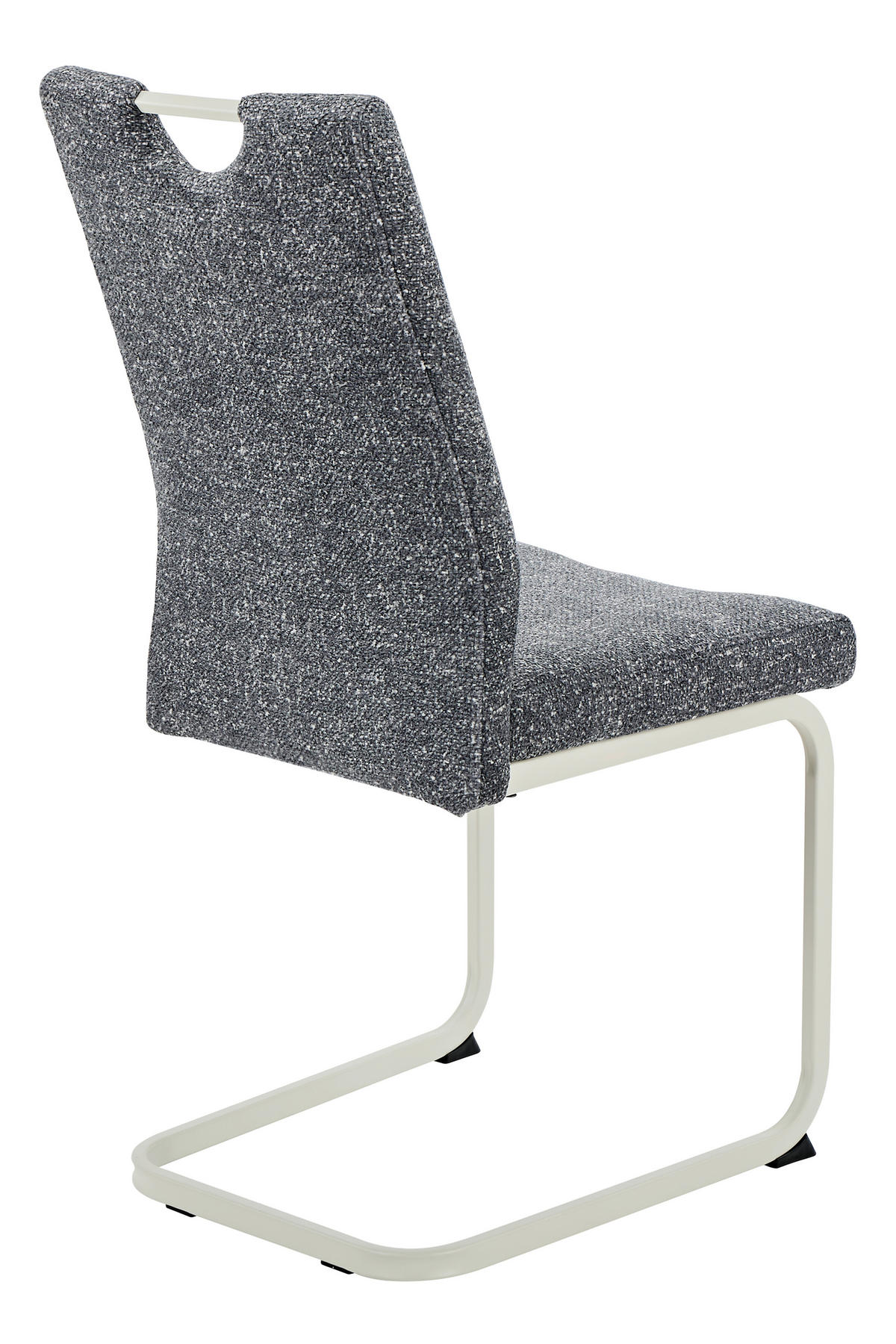 SCHWINGSTUHL-SET 4 Stück  in Stahl Webstoff, Mikrofaser  - Dunkelgrau/Creme, MODERN, Textil/Metall (45/98/59cm) - MID.YOU