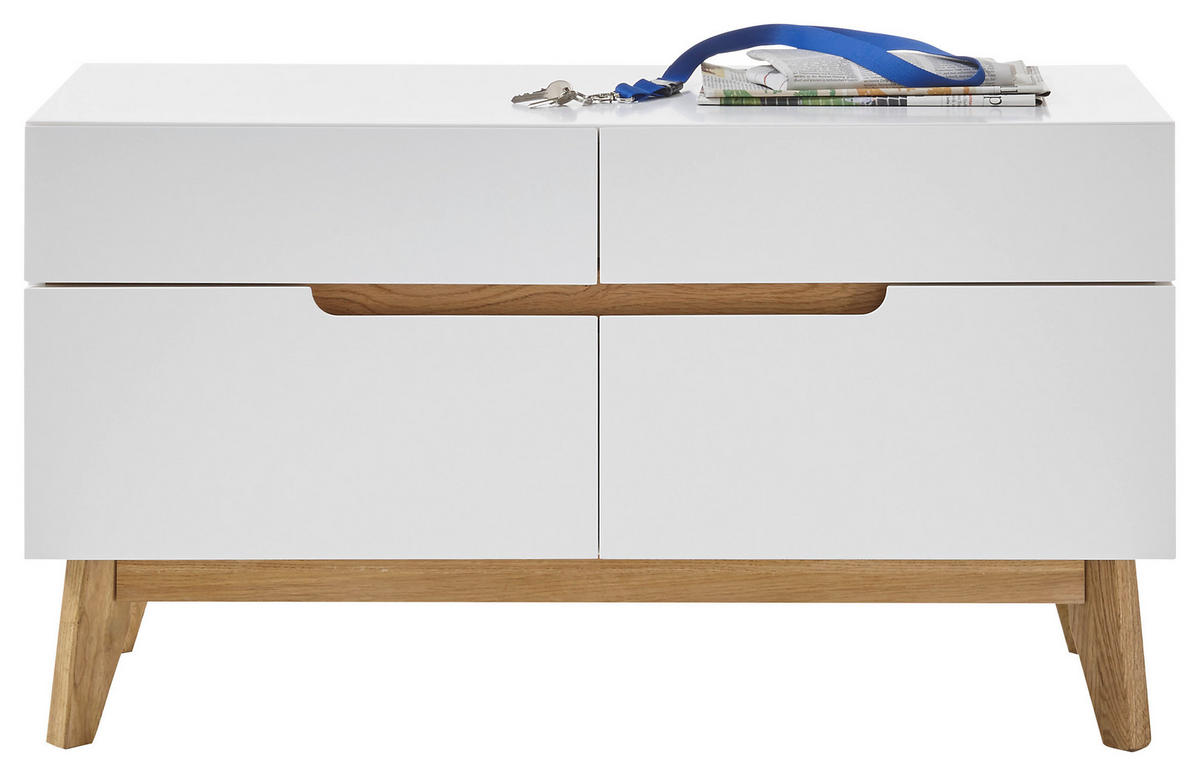 GARDEROBENBANK 97/53/40 cm  - Weiss/Eichefarben, Design, Holz/Holzwerkstoff (97/53/40cm)
