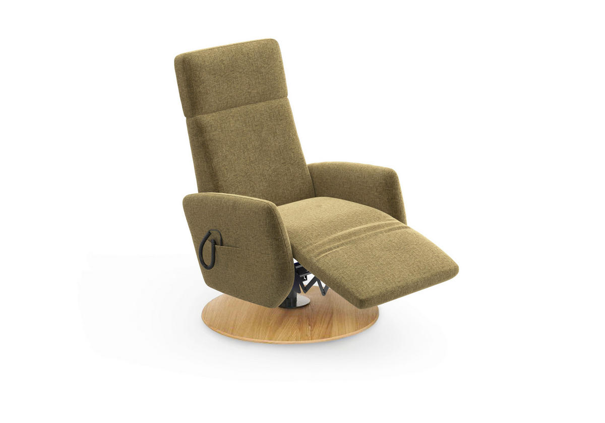 RELAXSESSEL Flachgewebe Aufstehhilfe    - Eichefarben/Olivgrün, KONVENTIONELL, Holz/Textil (71/110/82cm) - Sit & More