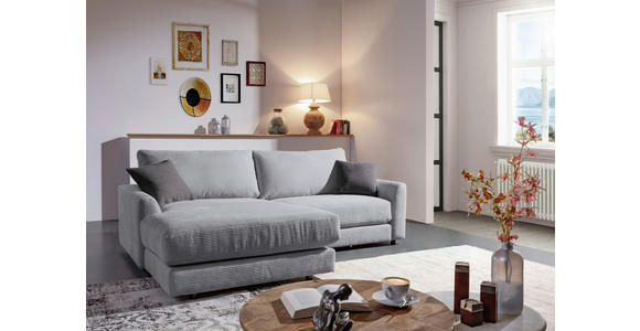 ECKSOFA  in Cord Hellgrau  240/175 cm  - Dunkelgrau/Hellgrau, Design, Kunststoff/Textil (240/175cm) - Xora
