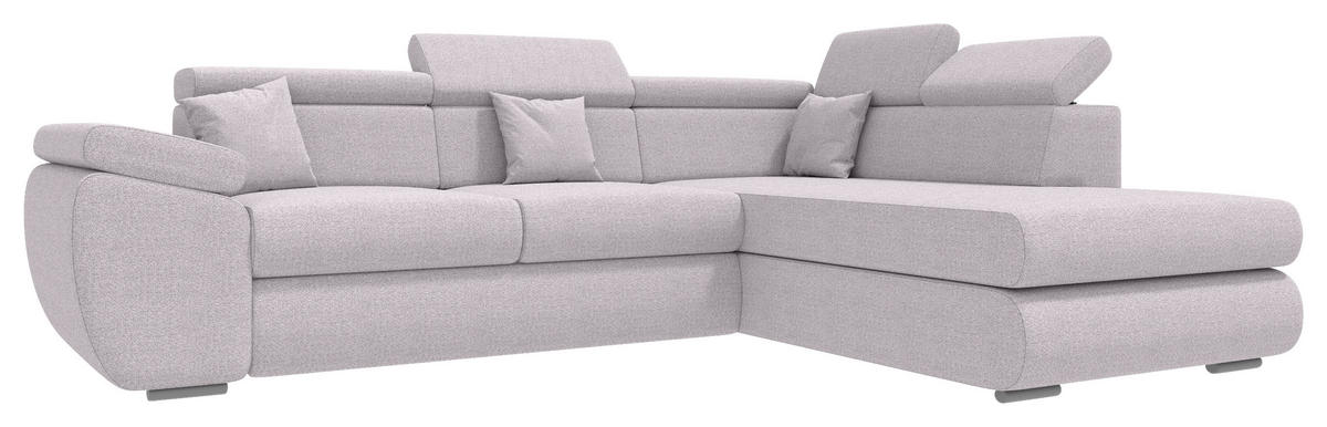 ECKSOFA Hellgrau Struktur  - Chromfarben/Hellgrau, KONVENTIONELL, Kunststoff/Textil (282/205cm) - Carryhome