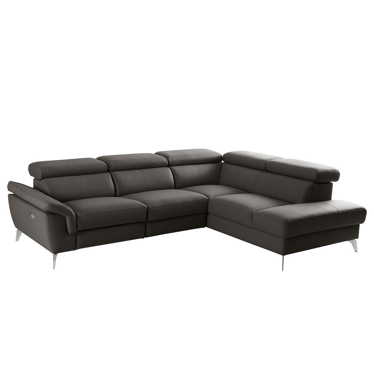 ECKSOFA  in Lederlook Echtleder Dunkelbraun  265/210 cm  - Chromfarben/Dunkelbraun, Design, Leder/Textil (265/210cm) - Livetastic