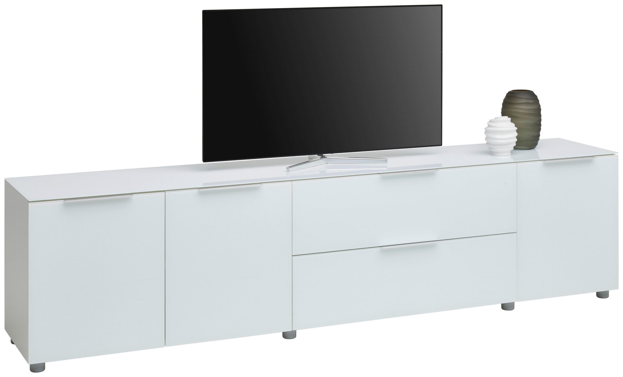 LOWBOARD in 225/54/40 cm - Weiss Hochglanz/Chromfarben, Basics, Glas/Holzwerkstoff (225/54/40cm) - Voleo