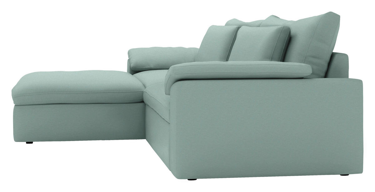 ECKSOFA  Chenille Mintgrün  - Schwarz/Mintgrün, Modern, Kunststoff/Textil (198/306cm) - Carryhome