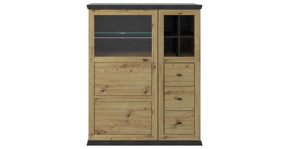 HIGHBOARD in 110/134,2/43 cm - Dunkelgrau/Schwarz, Basics, Glas/Holzwerkstoff (110/134,2/43cm) - Hom`in