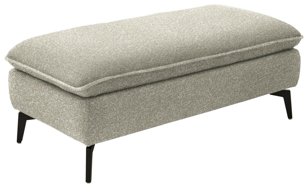 HOCKER in Textil Beige  - Beige/Schwarz, Design, Textil/Metall (130/46/65cm) - Valdera