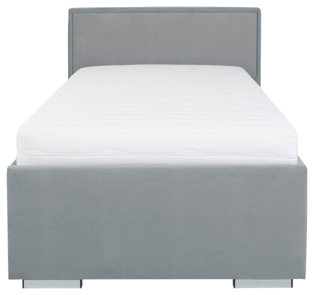 KÁRPITOZOTT ÁGY 90/200 cm  szürke  - króm/szürke, Modern, textil/fa (90/200cm) - MID.YOU