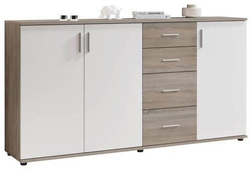 KOMÓD 160/84/35 cm  - ezüst/sötét tölgy, Konventionell, műanyag/faalapú anyag (160/84/35cm) - Xora