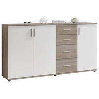 KOMÓD 160/84/35 cm  - ezüst/sötét tölgy, Konventionell, műanyag/faalapú anyag (160/84/35cm) - Xora