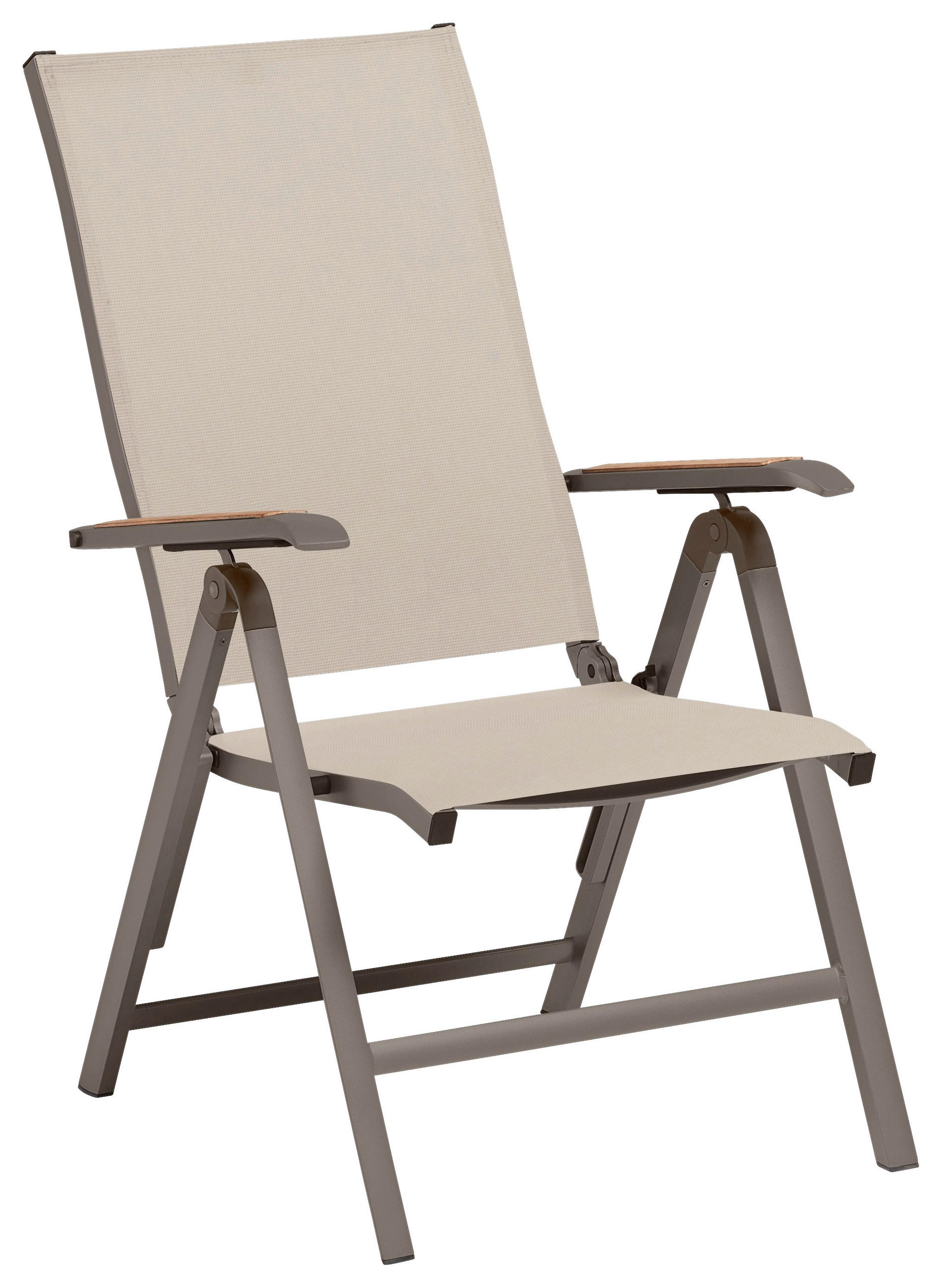 KLAPPSESSEL Netzbespannung Teakholz Hartholz Taupe, Graphitfarben  - Taupe/Graphitfarben, Basics, Holz/Textil (50/110/65cm) - Kettler