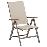 KLAPPSESSEL Netzbespannung Teakholz Hartholz Taupe, Graphitfarben  - Taupe/Graphitfarben, Basics, Holz/Textil (50/110/65cm) - Kettler