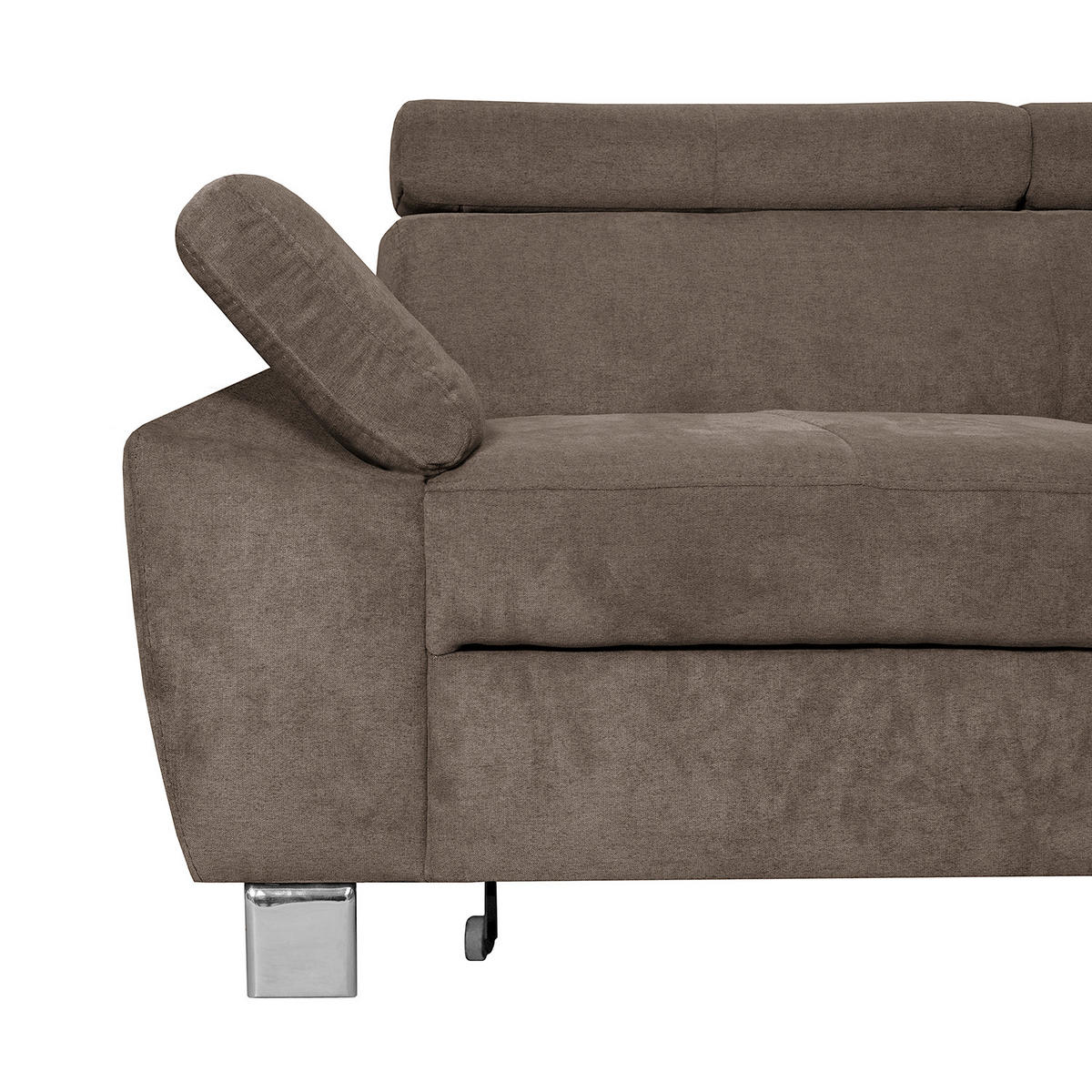 ECKSOFA Dunkelbraun Mikrofaser  - Chromfarben/Dunkelbraun, Design, Textil/Metall (248/208cm) - Livetastic