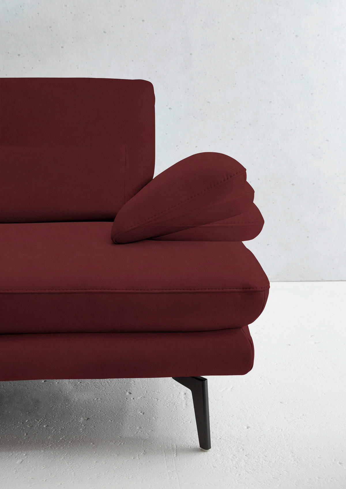 2,5-SITZER in Echtleder Rot  - Rot/Schwarz, Design, Leder/Metall (196/86/104cm) - Dieter Knoll