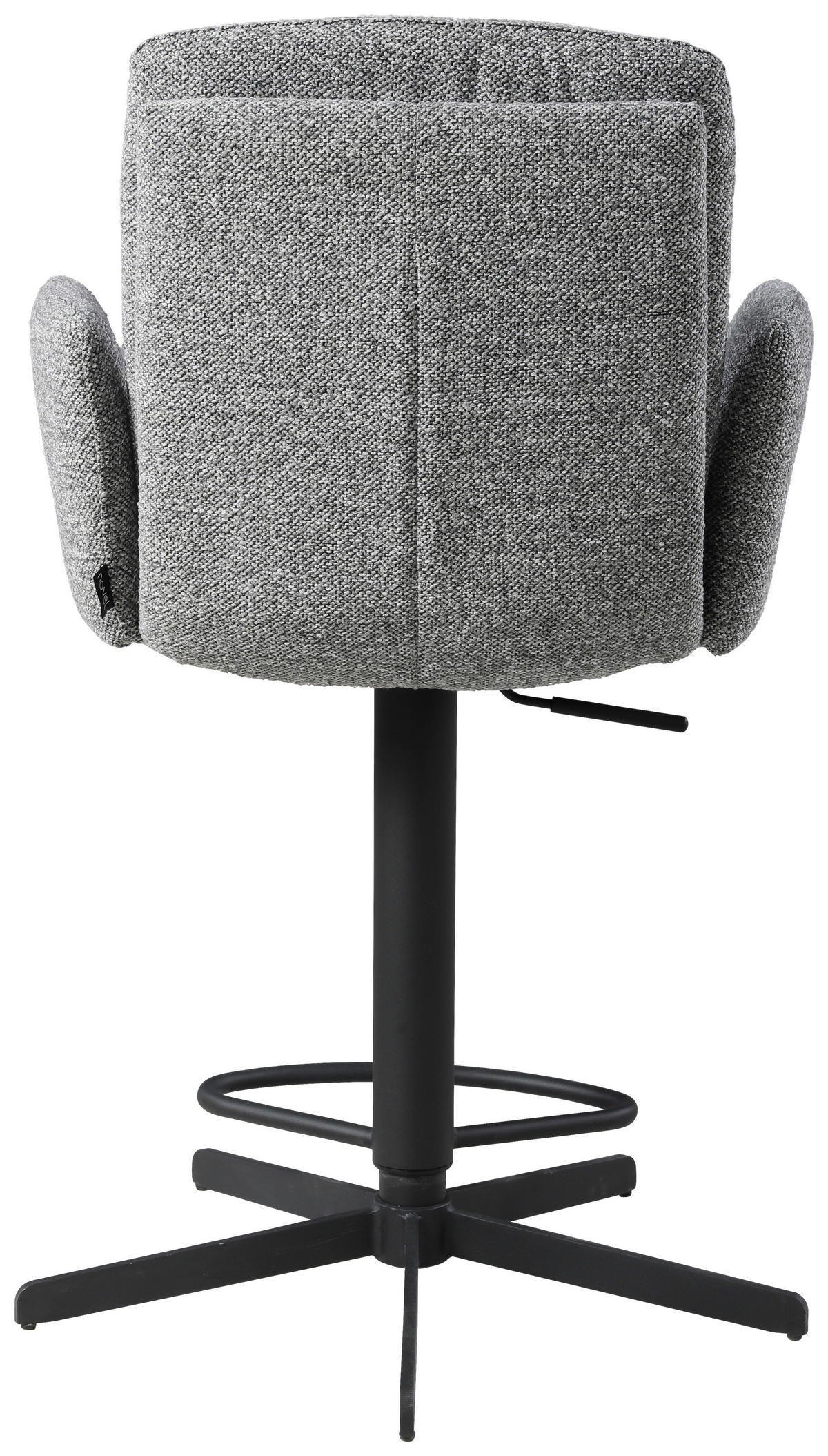 BARHOCKER Webstoff Grau Eisen Sitzfläche 360° drehbar  - Schwarz/Grau, Design, Textil/Metall (55/92-117/54cm) - Novel
