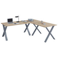 ECKSCHREIBTISCH  in Silberfarben, Sonoma Eiche  - Silberfarben/Sonoma Eiche, MODERN, Holzwerkstoff/Metall (220/160/76cm) - MID.YOU