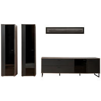 WOHNWAND  in Schwarz, Eichefarben  339/190/50 cm  - Eichefarben/Anthrazit, Design, Glas/Holz (339/190/50cm) - MID.YOU
