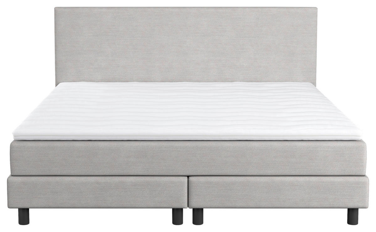 BOXBETT 180/200 cm  in Hellgrau  - Hellgrau/Schwarz, Modern, Holzwerkstoff/Textil (180/200cm) - MID.YOU