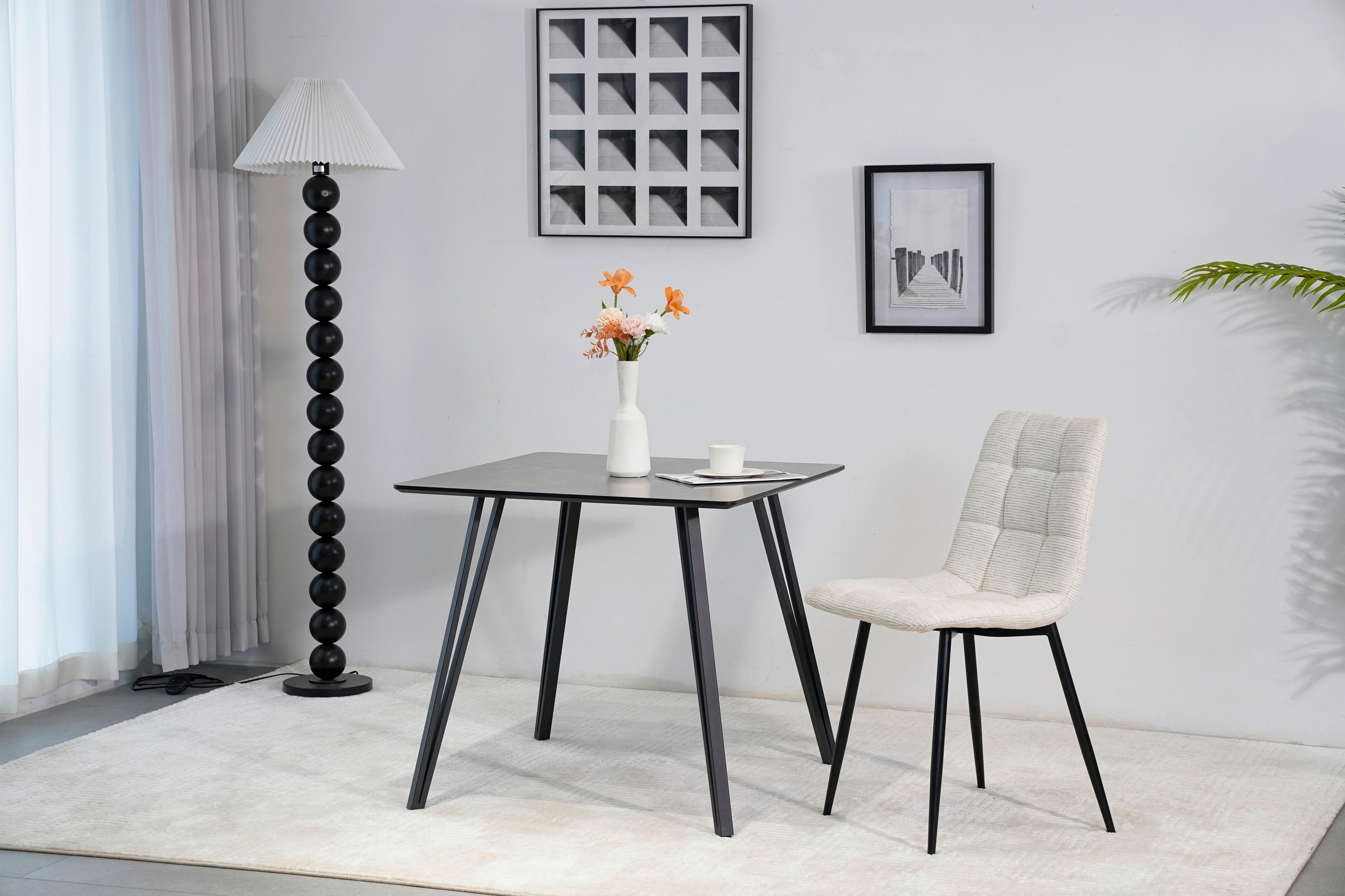 ESSTISCH in Metall, Holzwerkstoff 80/80/75 cm  - Schwarz/Grau, Design, Holzwerkstoff/Metall (80/80/75cm) - Boxxx